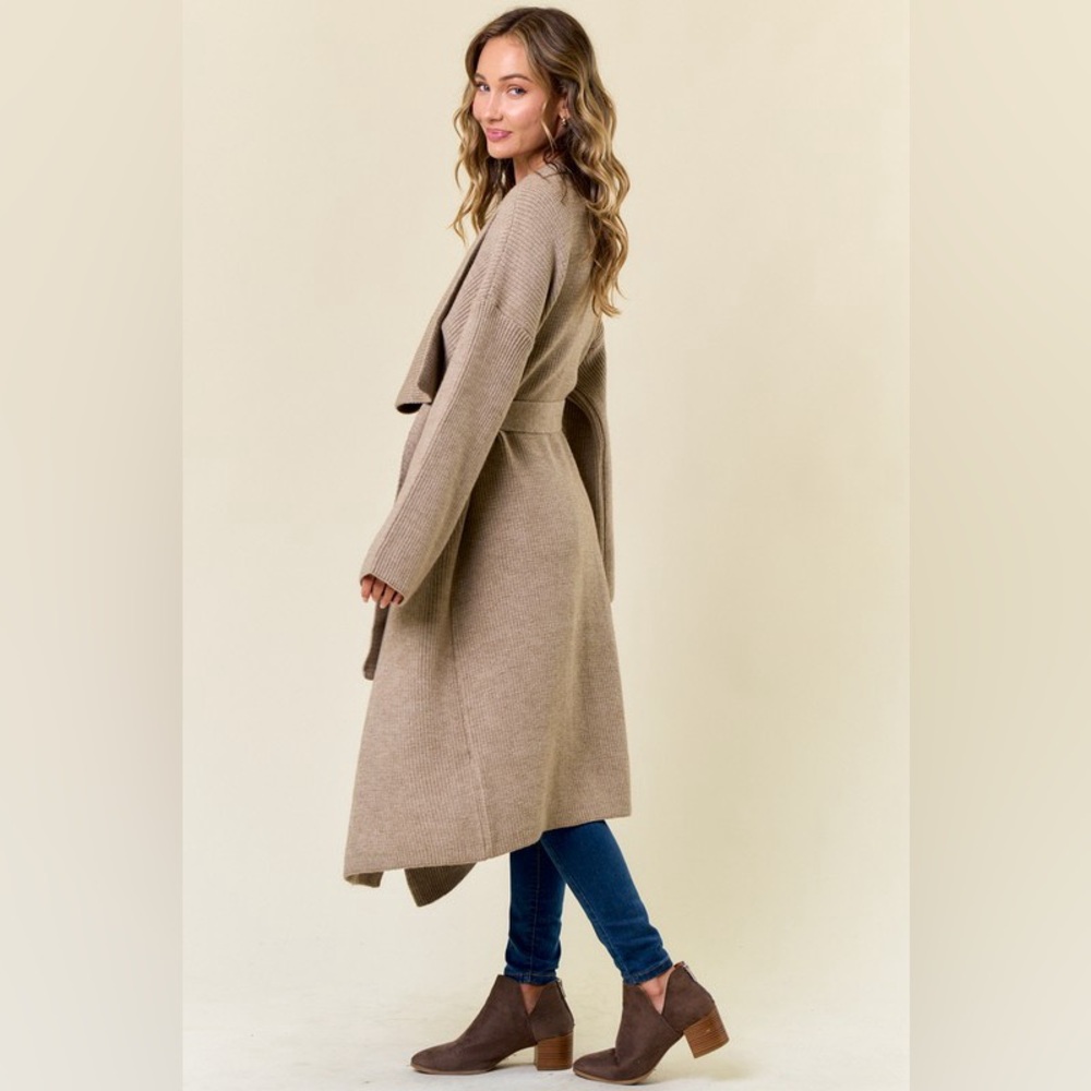 NEW- Ribbed Belted Sweater Cardigan Jacket by OnBlue - Picture 9 of 16
